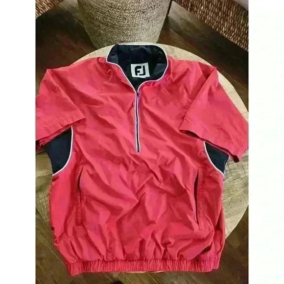 FootJoy DryJoys Short Sleeve Golf Jacket Mens M PULLOVER ZIP WINDBREAKER - Picture 1 of 6